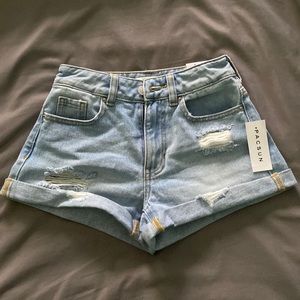 PacSun Light Blue Ripped Mom Shorts